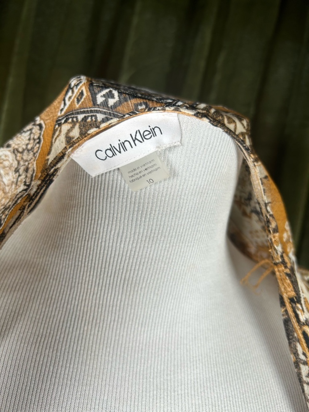Calvin Klein Chiffon Bohemian Patchwork V-Neck Maxi Dress with Slip - Picture 6 of 6